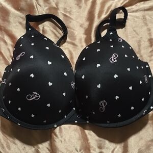 Black Heart Print Bra